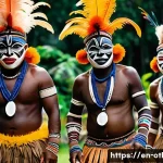 파푸아뉴기니 원주민 부족 간의 차이 - A vibrant tribal dance scene from Papua New Guinea during a Sing-Sing festival, featuring dancers ad...
