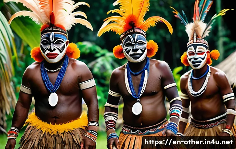 파푸아뉴기니 원주민 부족 간의 차이 - A vibrant tribal dance scene from Papua New Guinea during a Sing-Sing festival, featuring dancers ad...
