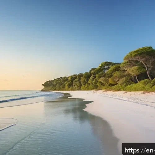 마다가스카르 에멜랄다 해안 숨은 명소 - A serene, secluded beach along the Emerald Coast at sunrise, featuring endless stretches of soft whi...